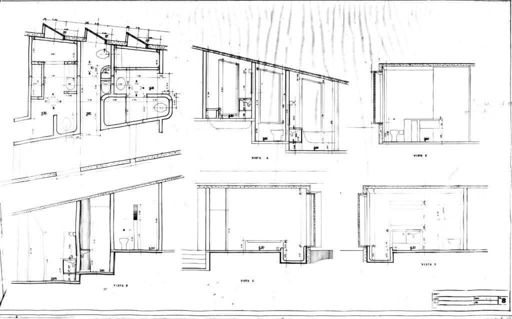 Detalhes de banheiros (folha 8) — P0001 — Residência Chu Ming Silveira (Casa Morumbi) — F006-P0001-1972-S01-D00012