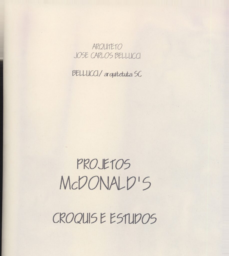 Capa do caderno de croquis e estudos — P0001 — McDonald’s Paulista (McD-1), Av. Paulista 810, São Paulo/SP — F016-P0001-1980-S01-D00001