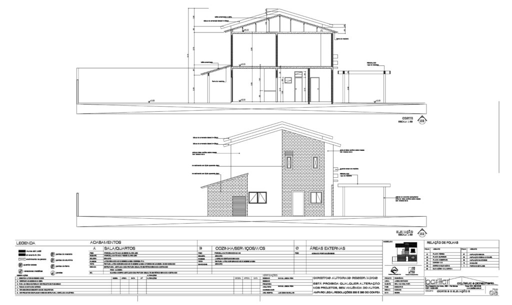Corte 3 e elevação 2 — P0002 — Residência Modelo 2, Jardim Botânico, Ribeirão Preto/SP — F020-P0002-2004-S01-D00005