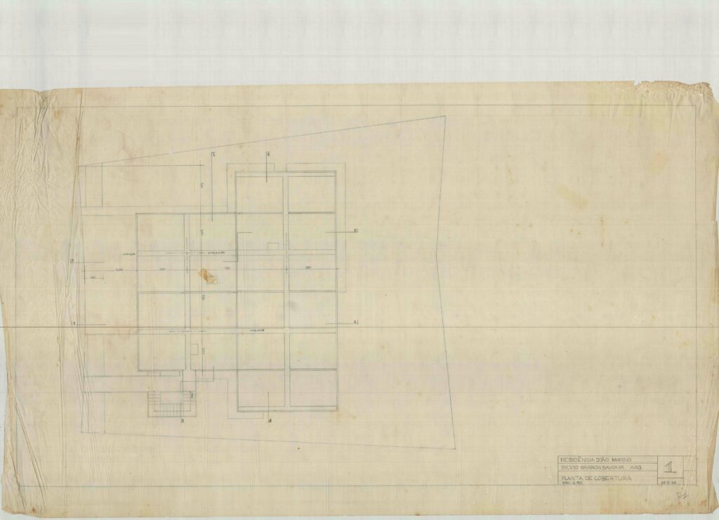 Planta de cobertura (estudo) — P0001 — Residência João Marino — F028-P0001-1969-S01-D00009