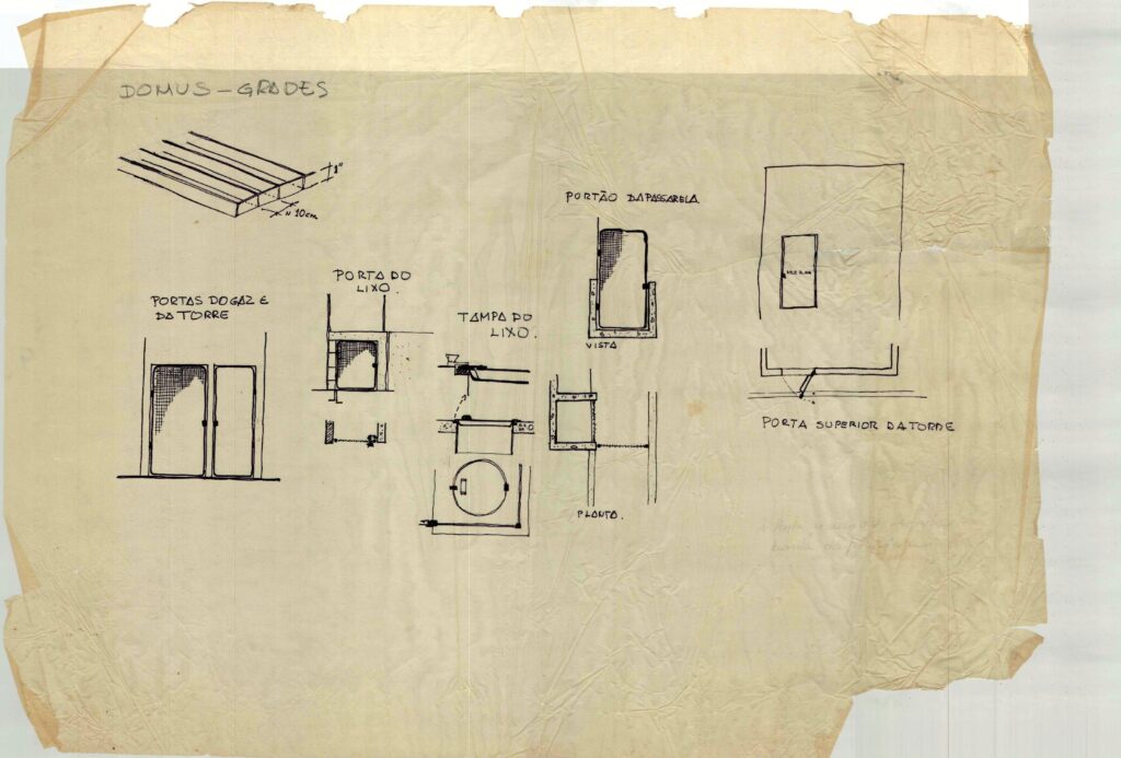 Croqui de detalhes de portas — P0001 — Residência João Marino — F028-P0001-1969-S01-D00019