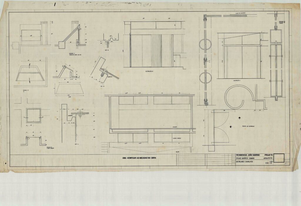 Detalhes de caixilhos (folha 20) — P0001 — Residência João Marino — F029-P0001-1969-S01-D00022