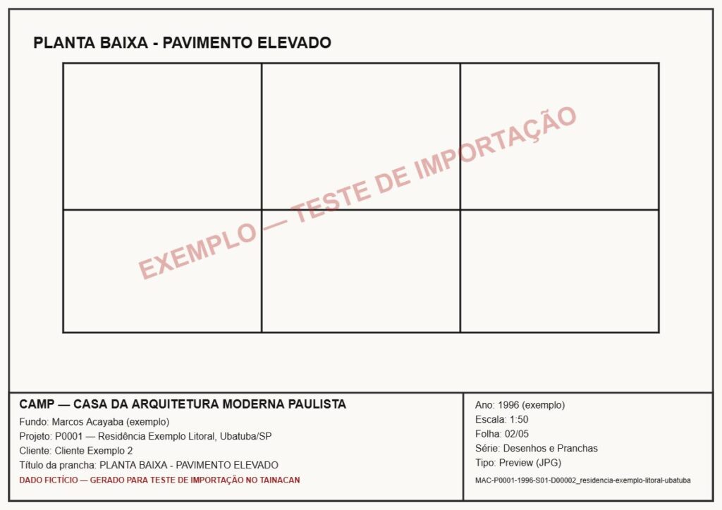 PLANTA BAIXA - PAVIMENTO ELEVADO — P0001 — Residência Exemplo Litoral, Ubatuba/SP — MAC-P0001-1996-S01-D00002_residencia-exemplo-litoral-ubatuba