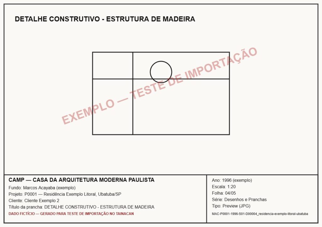 DETALHE CONSTRUTIVO - ESTRUTURA DE MADEIRA — P0001 — Residência Exemplo Litoral, Ubatuba/SP — MAC-P0001-1996-S01-D00004_residencia-exemplo-litoral-ubatuba