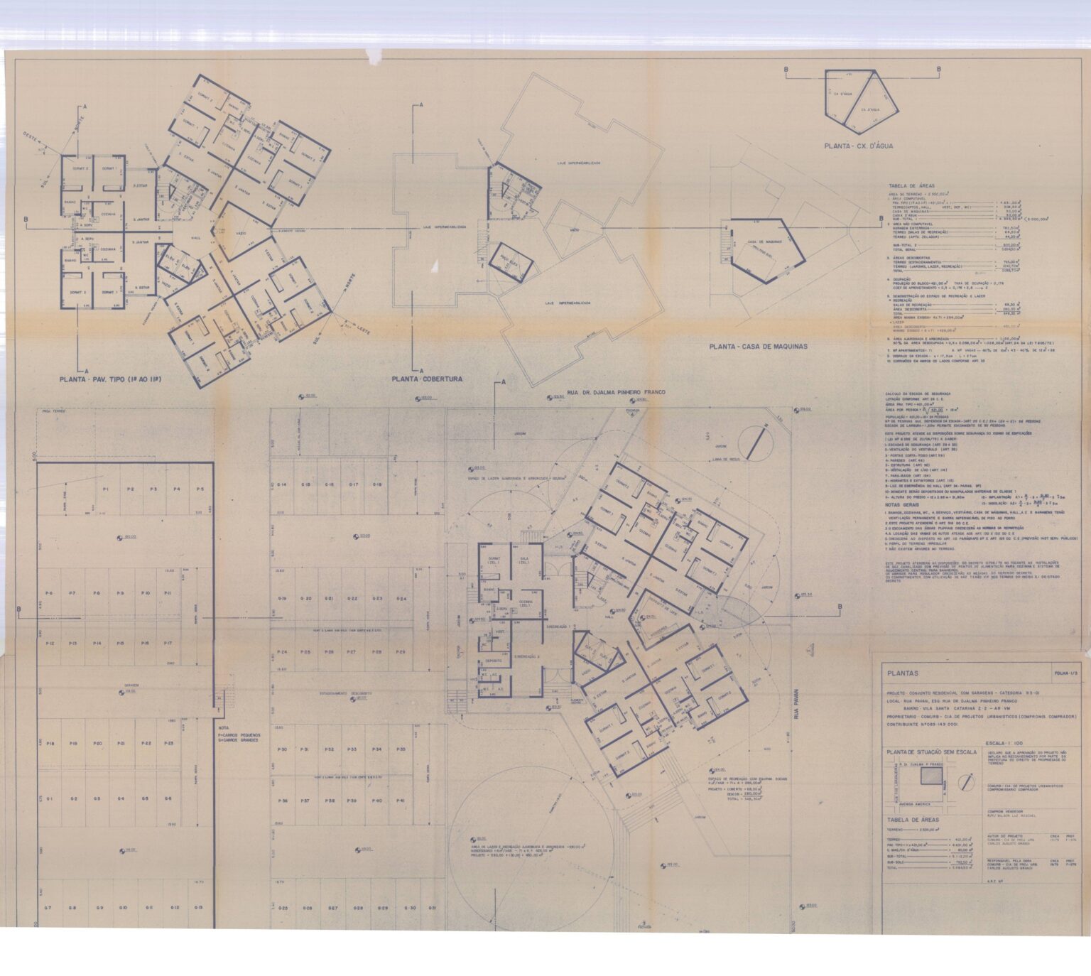 Desenhos e pranchas — P0111 — Comurb, Rua Pavan - Vila Sta. Catarina — F026-P0111-0000-S01-D00001