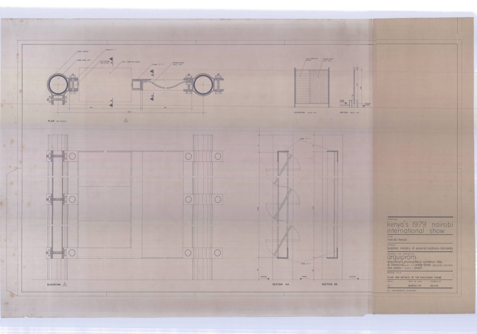 Plan and details of the enclosing frame — P0010 — Kenya's 1979 Nairobi international show — F022-P0010-1979-S01-D00002