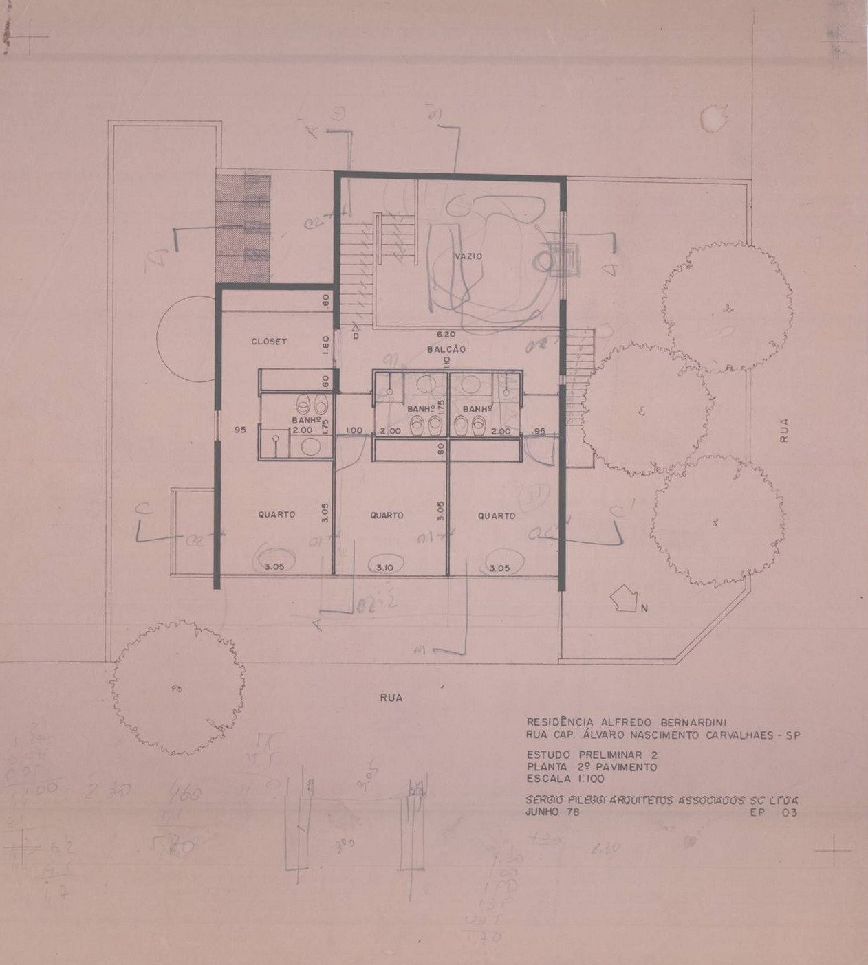 Planta 2º pavimento — P0115 — Residencia Alfredo Bernadini — F009-P0115-1978-S01-D00004