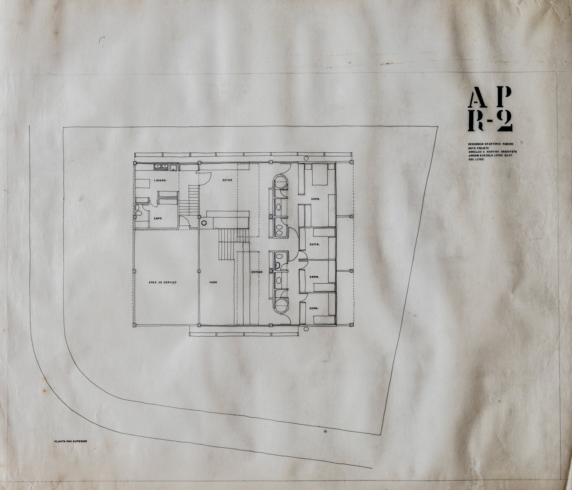 Planta pav. superior — P0017 — Residência Antônio Ribeiro — F001-P0017-0000-S01-D00004
