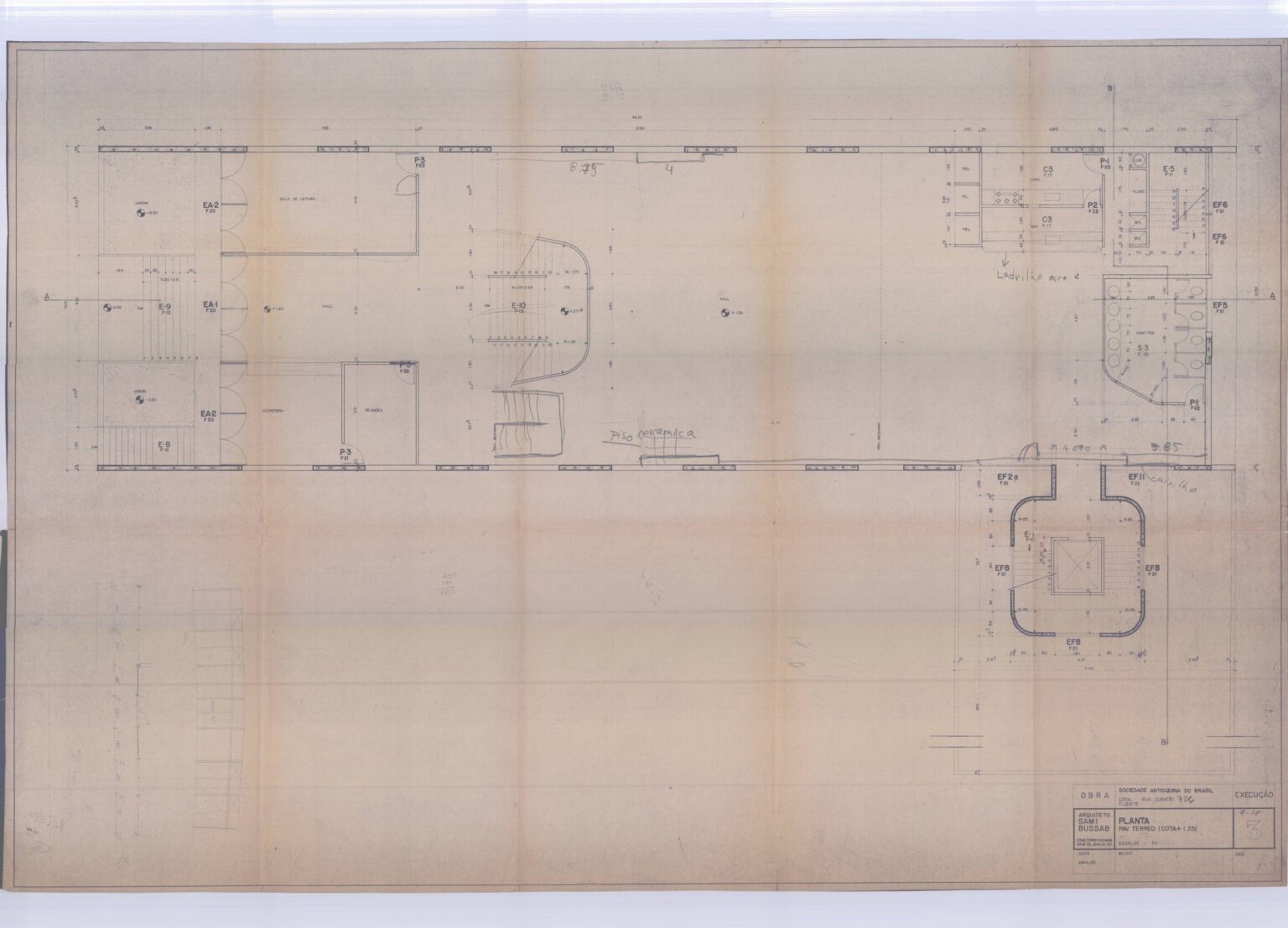 Planta pav. terreo (cota+ 1.25) — P0168 — Soc. Antioquina do Brasil, Rua Cubatão — F026-P0168-0000-S01-D00013