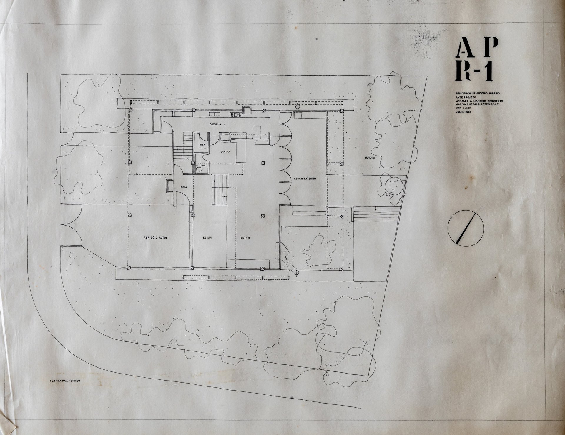 Planta pav. terreo — P0017 — Residência Antônio Ribeiro — F001-P0017-0000-S01-D00003