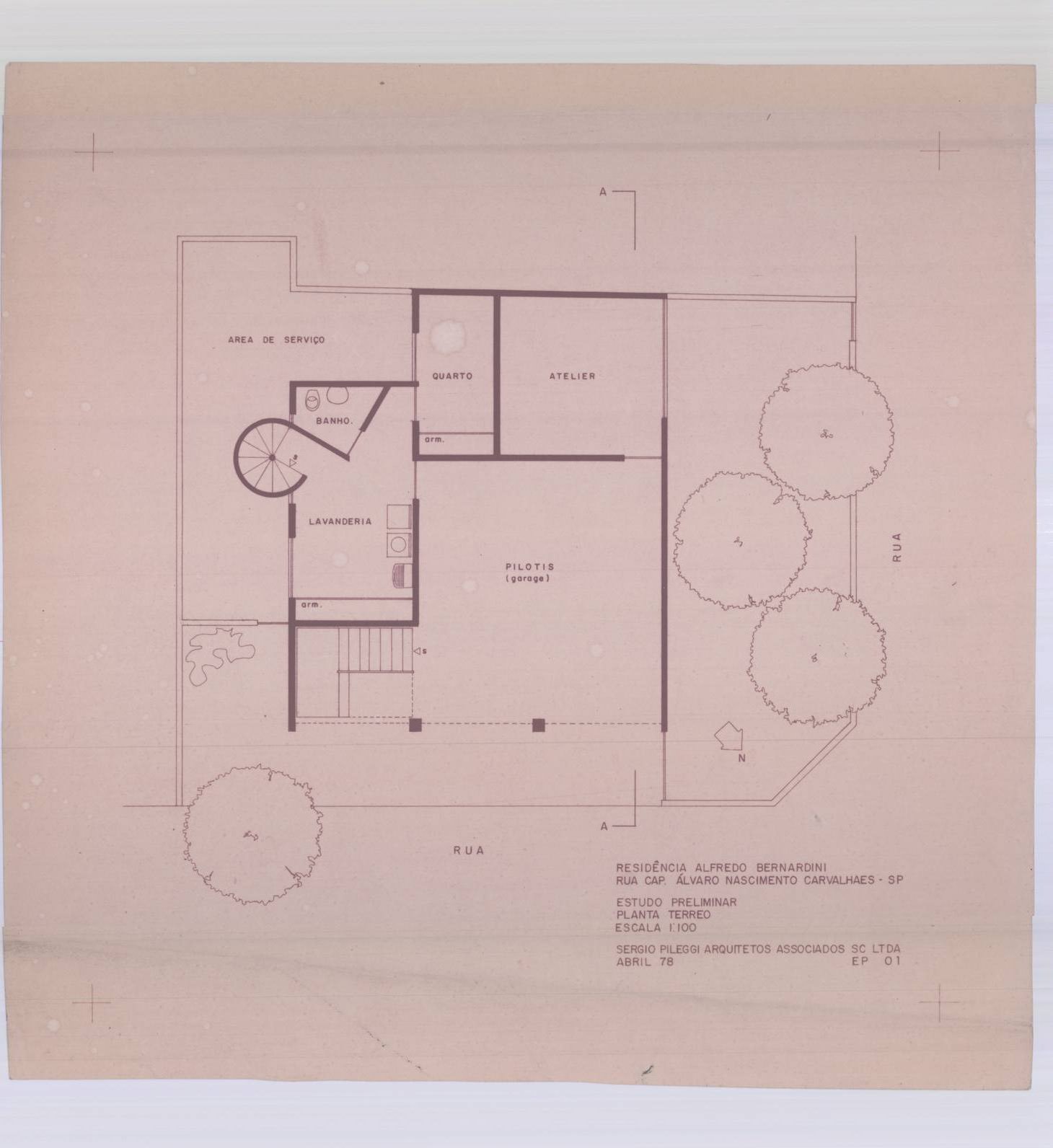 Planta terreo — P0115 — Residencia Alfredo Bernadini — F009-P0115-1978-S01-D00006